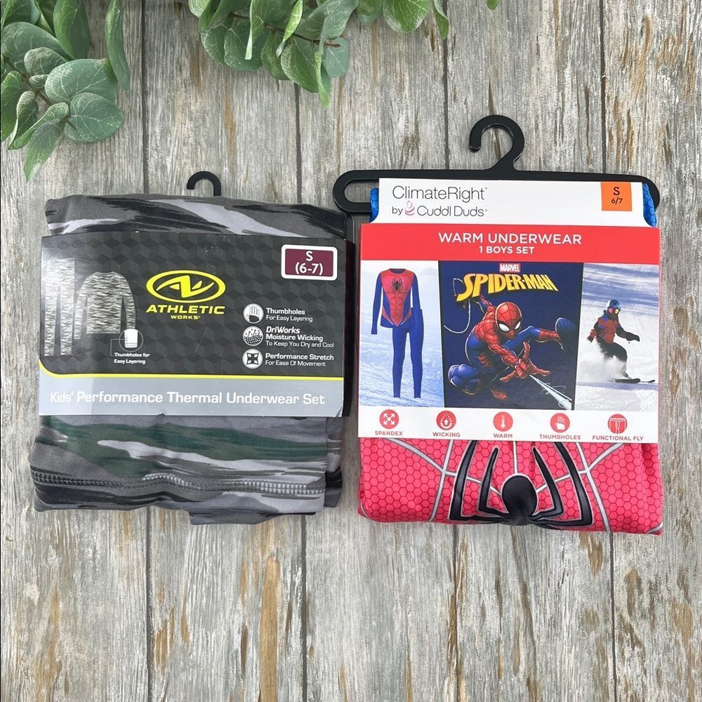 Boys Spider-Man & Camo Thermal Sets 2-Pack Size S